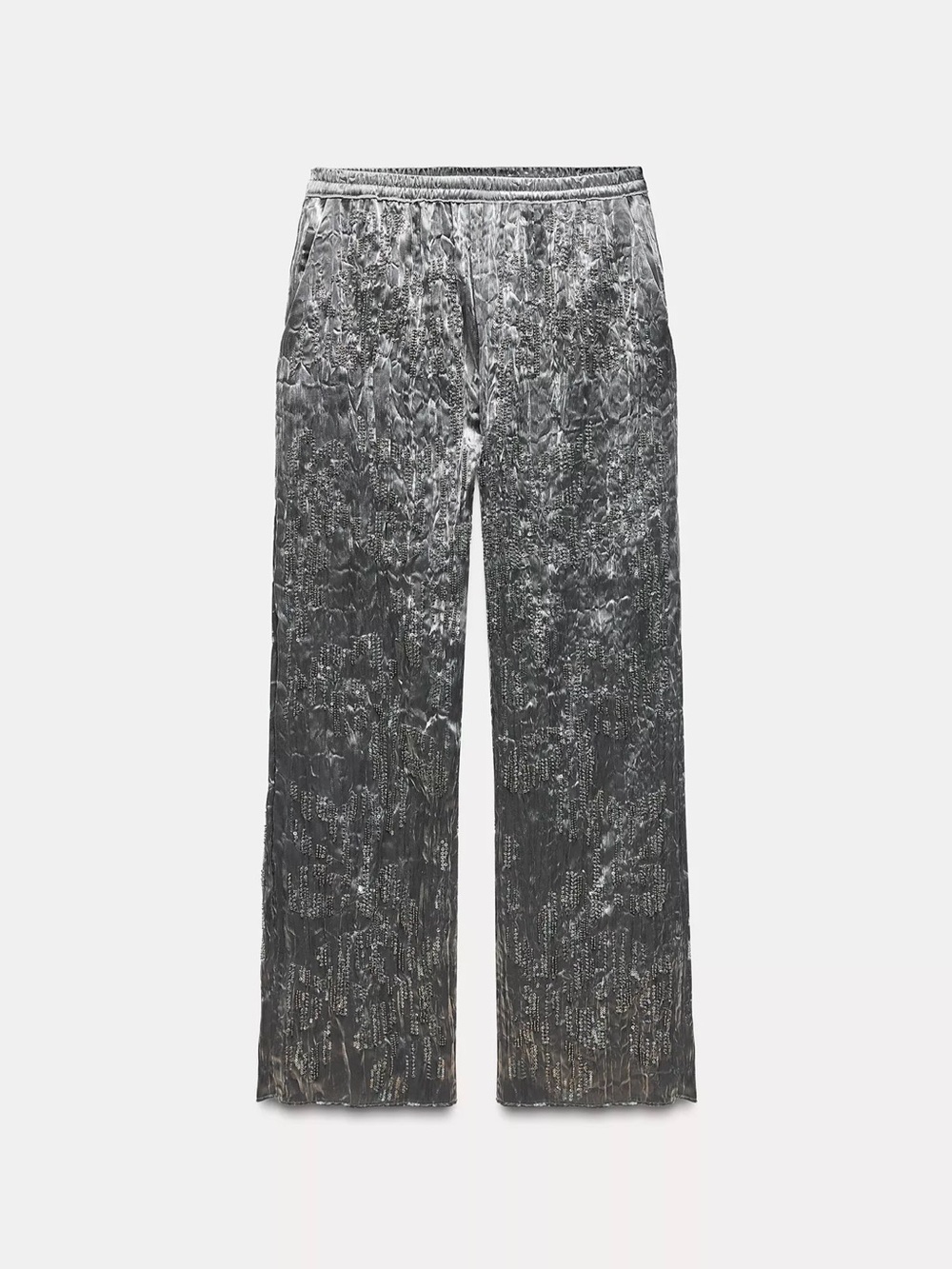 Zara Metallic Crinkled sequin pants - Silver